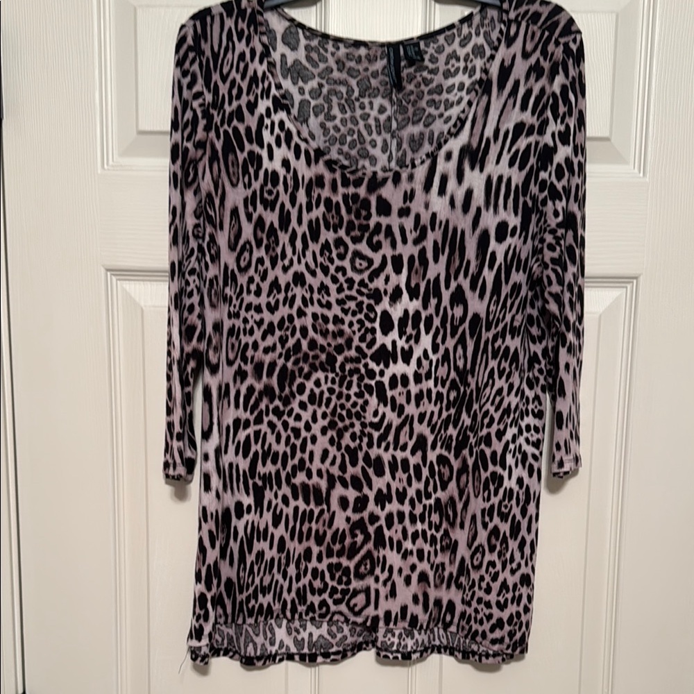 Cynthia Rowley Black and Tan Relaxed 3/4 Sleeve Tunic
